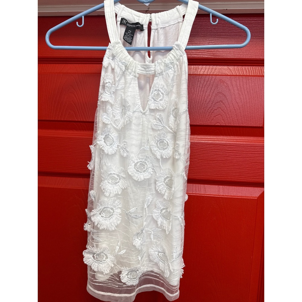 INC International Concepts Petite White Floral Embroidered Halter Top PS